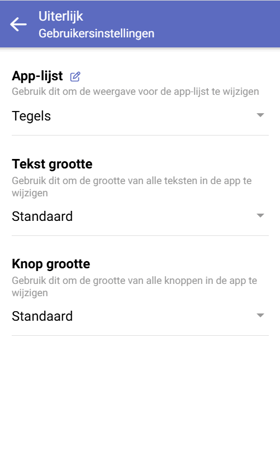 Menu beheren gebruikersvoorkeuren